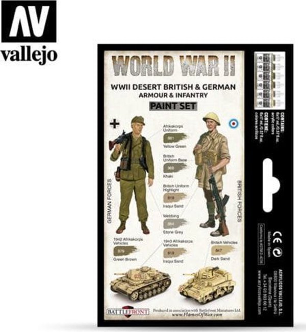 Vallejo Vallejo: 70.208 - Model Color - Βρετανική και Γερμανική Θωράκιση & Πεζικό του Β' Παγκοσμίου Πολέμου στην Έρημο (6 x 18 ml)