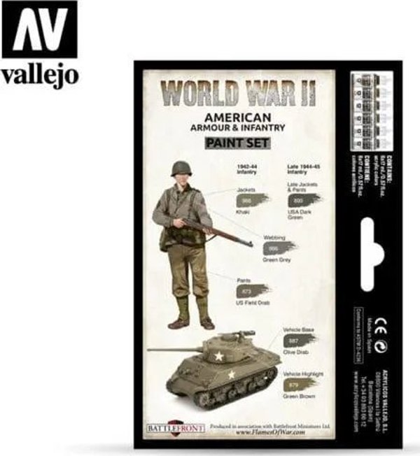 Vallejo Vallejo: 70.203 - Model Color - Αμερικανική Θωράκιση & Πεζικό Β' Παγκοσμίου Πολέμου (6 x 18 ml)