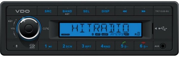 VDO TR712UB-BU FM RDS Tuner USB/AUX/BT Κοντό σασί