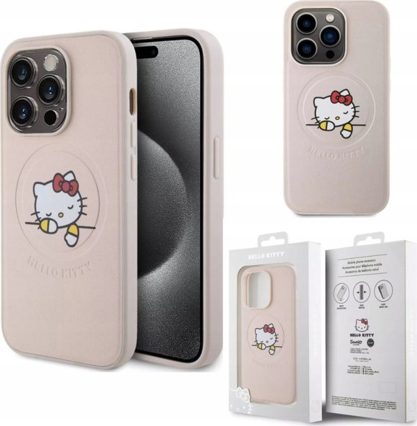 Vega HELLO KITTY PU KITTY ASLEEP LOGO MAGSAFE ΘΗΚΗ ΓΙΑ IPHONE 15 PRO ΡΟΖ>