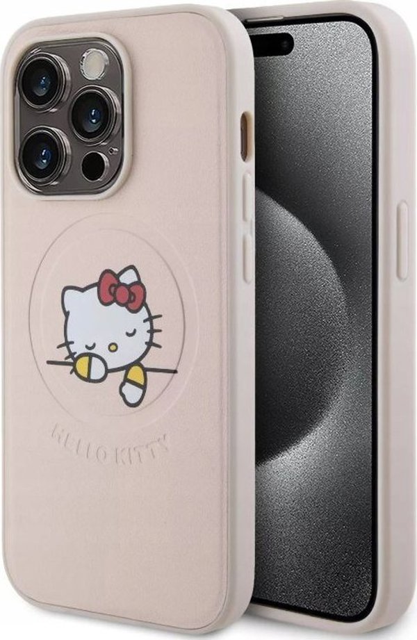 Vega HELLO KITTY PU KITTY ASLEEP LOGO MAGSAFE ΘΗΚΗ ΓΙΑ IPHONE 15 PRO ΡΟΖ>