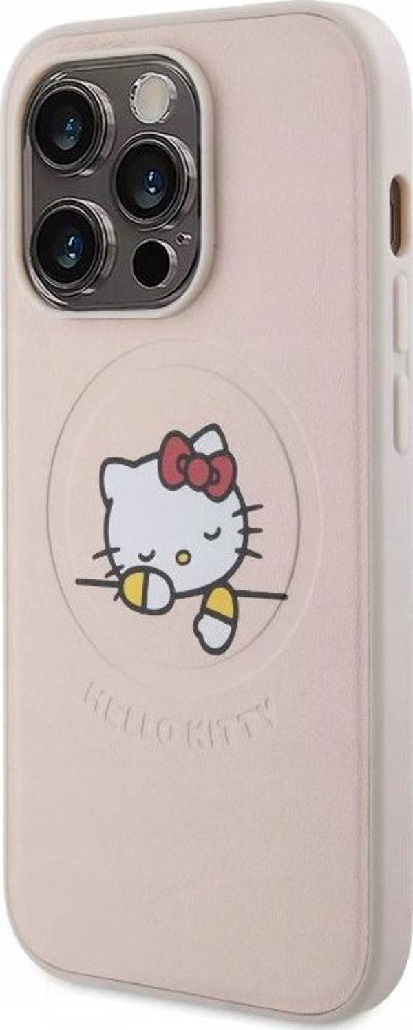 Vega HELLO KITTY PU KITTY ASLEEP LOGO MAGSAFE ΘΗΚΗ ΓΙΑ IPHONE 15 PRO ΡΟΖ>