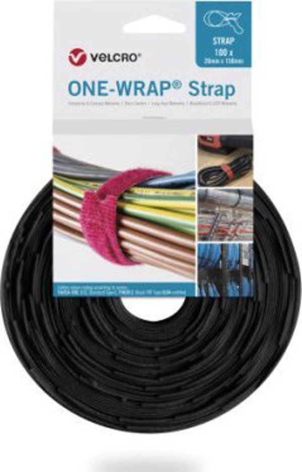 Ταινία δεσίματος Velcro VELCRO One Wrap 20 mm x 150 mm, 100 τεμάχια, μαύρη