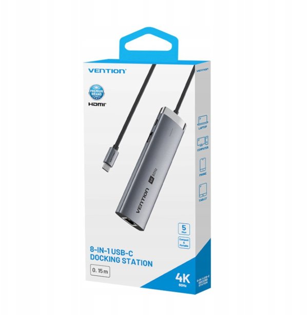 Vention 8in1 USB-C 4K 60Hz 100W PD 0.15m