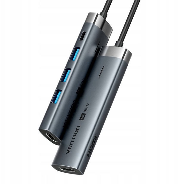 Vention 5in1 USB-C 100W PD 5Gbps 4K@60Hz silver