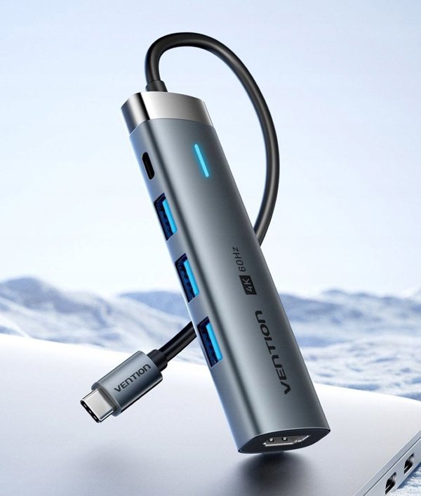 Vention 5in1 USB-C 100W PD 5Gbps 4K@60Hz silver