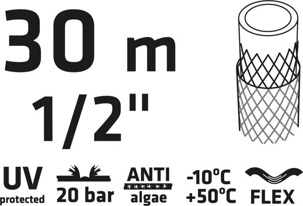 VERTO Λάστιχο κήπου 30m 1/2" ECONOMIC (15G801)