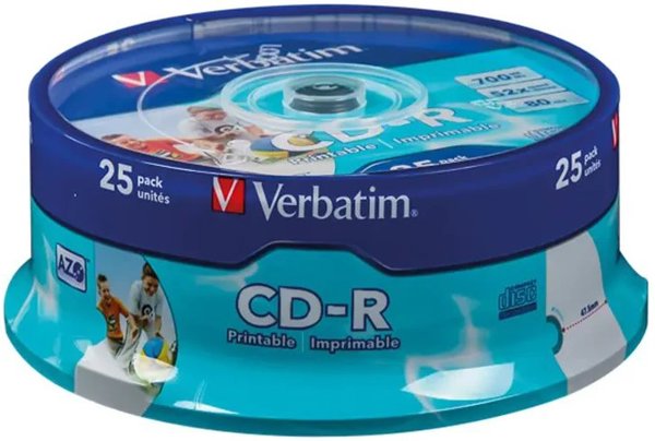 Verbatim Verbatim CD-R | 700MB | x52 | cakebox 25τεμ για εκτύπωση | DataLife+ AZO