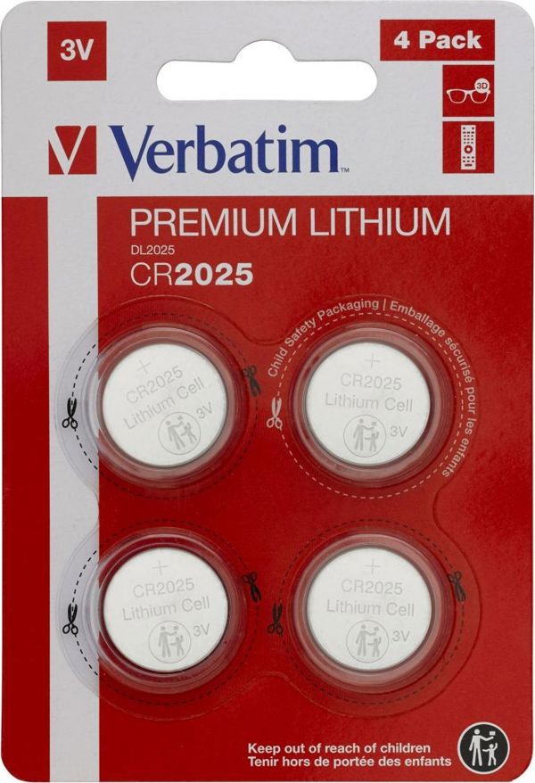 Verbatim Μπαταρία Λιθίου CR2025 3V, Button Cell, 4 Τεμάχια