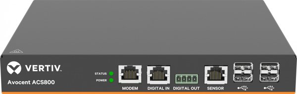 Vertiv 4-Port ACS800 Σειριακή Κονσόλα με αναλογικό μόντεμ, εξωτερικό τροφοδοτικό AC/DC - Καλώδιο σύνδεσης: Βύσμα C14 σε σύνδεσμο C13