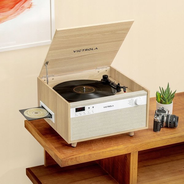 Victrola Century 6-in-1 music center, natural