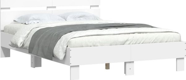 vidaXL Κρεβάτι με κεφαλάρι, λευκό, 135x190 εκ.