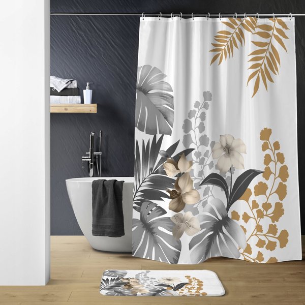 vidaXL Κουρτίνα ντους με σχέδιο λουλουδιών KELLY, 180 x 200 cm