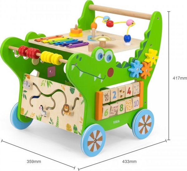 Viga Toys Ξύλινος Εκπαιδευτικός Περπατούρα Κροκοδειλάκι 12 σε 1 Lumarko!