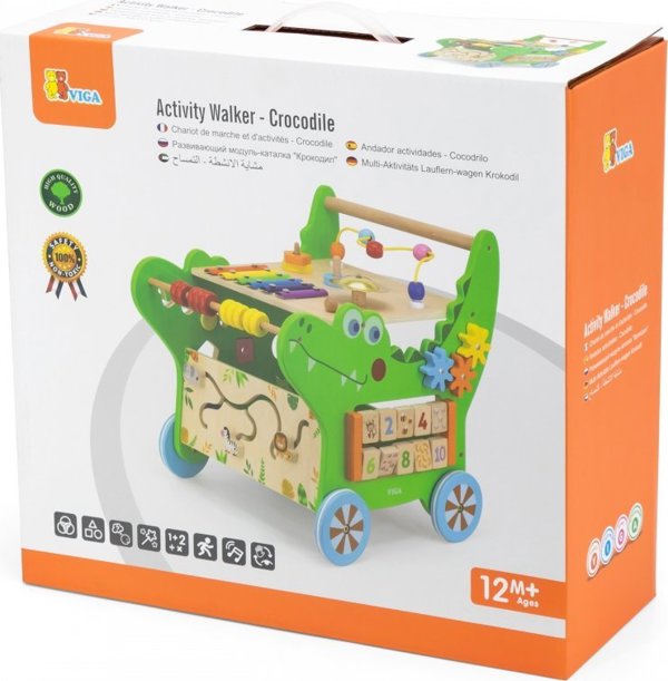 Viga Toys Ξύλινος Εκπαιδευτικός Περπατούρα Κροκοδειλάκι 12 σε 1 Lumarko!
