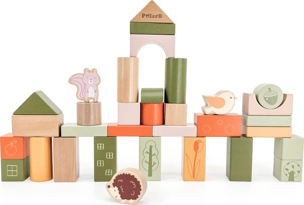 Viga Toys VIGA PolarB Ξύλινα Τουβλάκια Μοντεσσόρι Ζώα 50 τεμ.