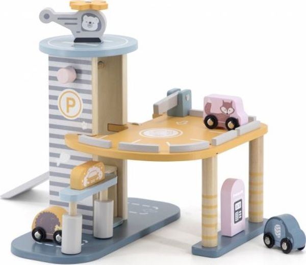 Ξύλινο Πάρκινγκ Αυτοκινήτων Viga Toys Polar B με 3 Ορόφους και 4 Οχήματα
