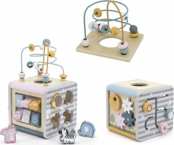 Viga Toys Ξύλινος Εκπαιδευτικός Κύβος Δραστηριοτήτων 5 σε 1 - Πολική Περιπέτεια