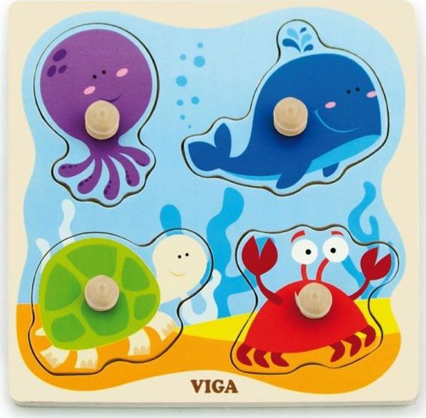 Viga Toys VIGA Ξύλινο Παζλ με Καρφίτσες Θάλασσα