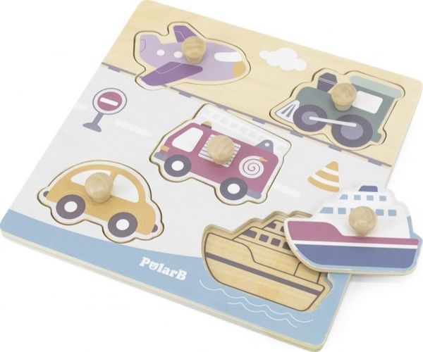 Viga Toys VIGA PolarB Ξύλινο Παζλ Οχήματα με Καρφίτσες