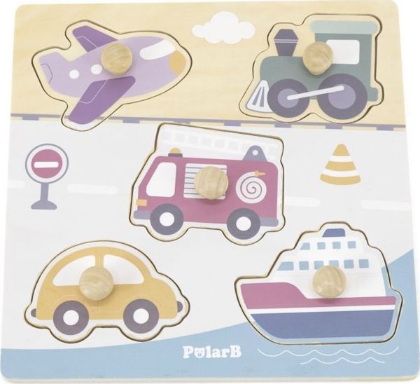 Viga Toys VIGA PolarB Ξύλινο Παζλ Οχήματα με Καρφίτσες