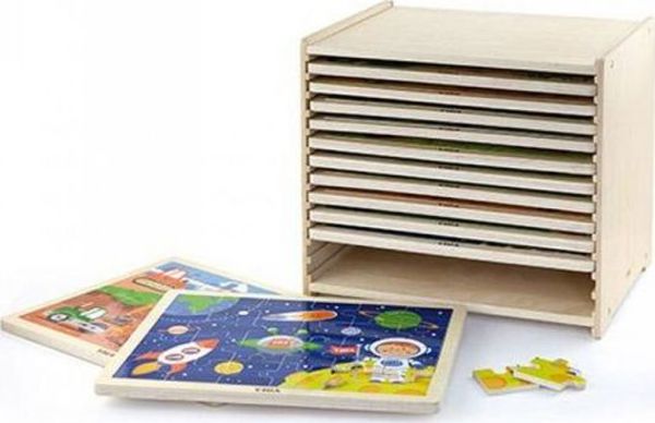 Παζλ ξύλινο Viga Toys 12 παζλ με 24 κομμάτια σε ράφι Viga Toys