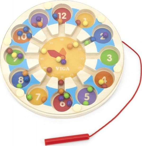 Viga Toys Ξύλινο Μαγνητικό Ρολόι και Λαβύρινθος Εκπαιδευτικό Παιχνίδι για Παιδιά