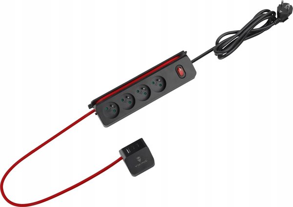 Viking Viking síťová prodlužovací zásuvka R43S, 4x AC 230V, 1x USB-A, 2x USB-C, délka 1,4 m