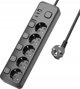Viking Viking síťová prodlužovací zásuvka YC53S, 5x AC 230V, 1x USB-A, 2x USB-C, επιφάνεια ON/OFF, μήκος 1,5 m, μαύρο 14221883 8595656504207