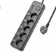Viking Viking síťová prodlužovací zásuvka YC53S, 5x AC 230V, 1x USB-A, 2x USB-C, επιφάνεια ON/OFF, μήκος 1,5 m, μαύρο 14221883 8595656504207