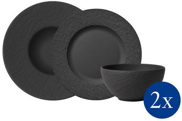 Σετ δείπνου Villeroy & Boch Manufacture Rock, 6 τεμαχίων, μαύρο