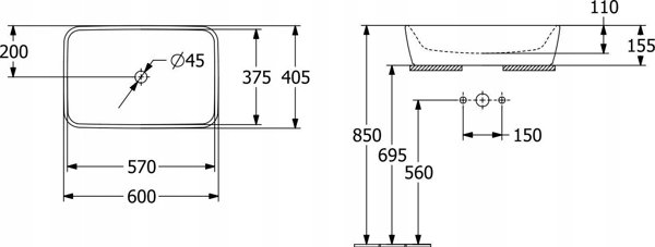 Villeroy & Boch Architectura νιπτήρας 600x405mm, 5A276001