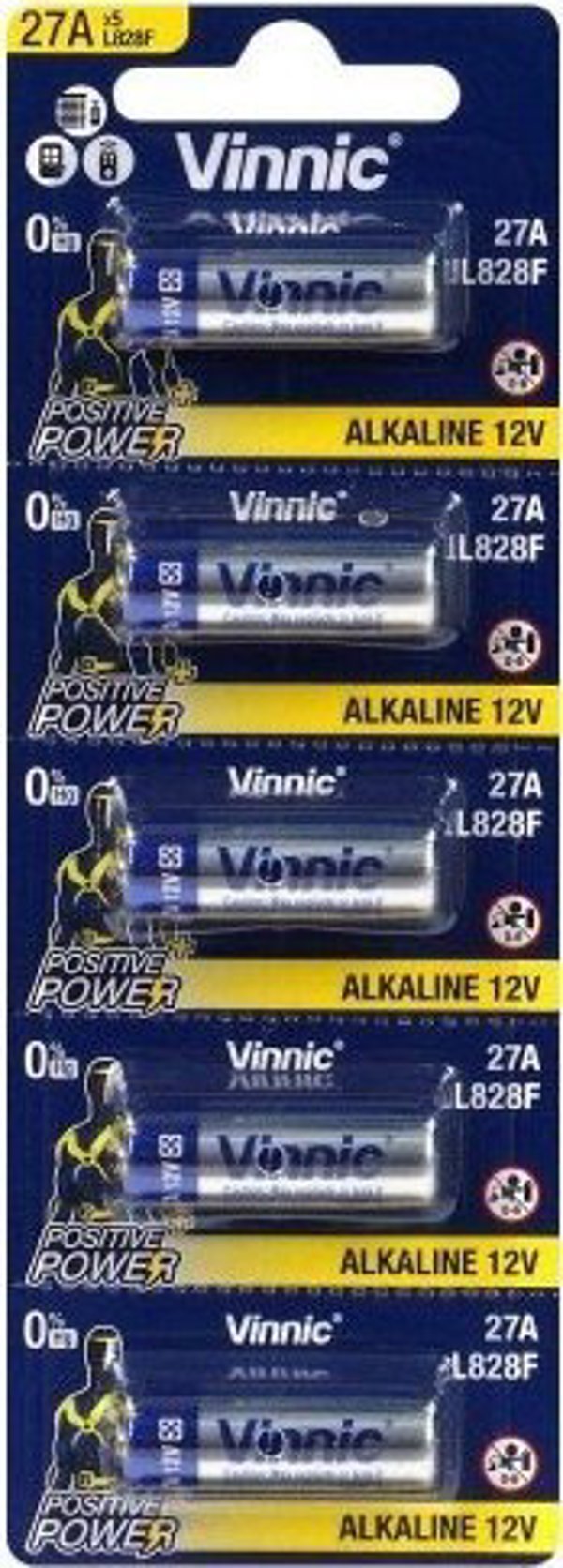 Vinnic Μπαταρία A27 12V Αλκαλική - 5 Τεμάχια για Τηλεχειριστήριο Αυτοκινήτου