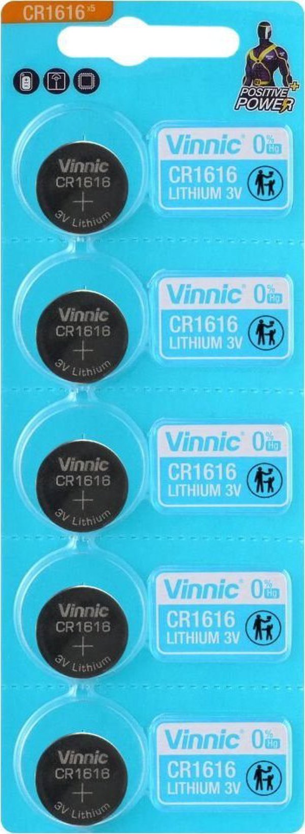 Vinnic VINNIC ΜΠΑΤΑΡΙΑ ΛΙΘΙΟΥ ΚΟΥΜΠΙ CR1616 BLISTER 5 ΤΕΜΑΧΙΑ CR1616