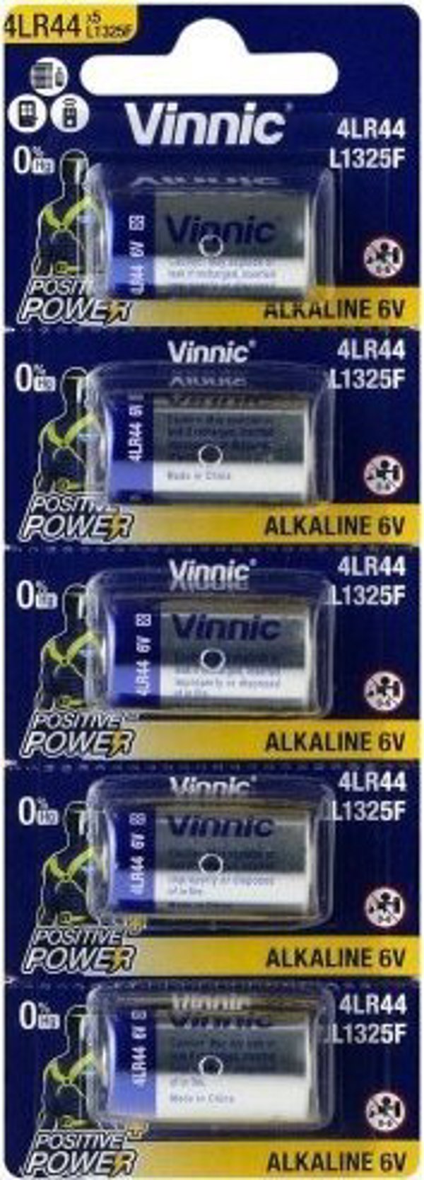 Μπαταρία Vinnic 4LR44 Αλκαλική 6V, Συσκευασία 5 Τεμαχίων (L1325F / 544A)