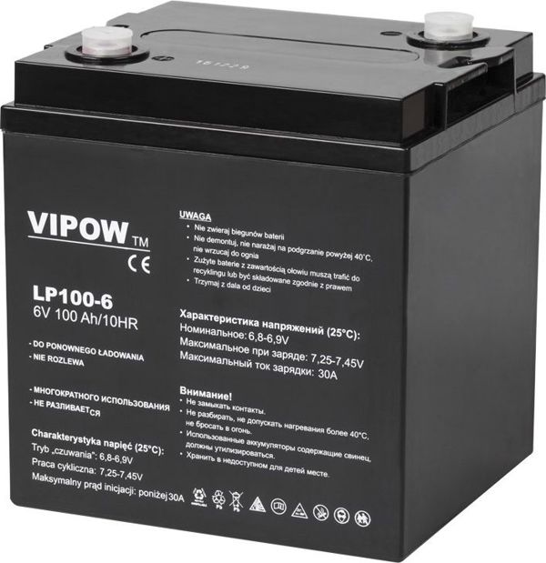 Vipow Επαναφορτιζόμενη Μπαταρία Gel 6V/100Ah BAT0206 για UPS και Συστήματα Ασφαλείας