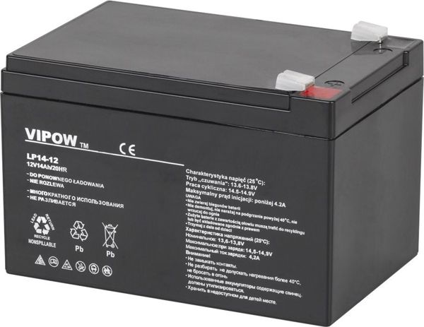 Vipow Μπαταρία Gel 12V 14Ah (BAT0217) - Επαναφορτιζόμενη Μπαταρία για UPS και Συστήματα Ασφαλείας