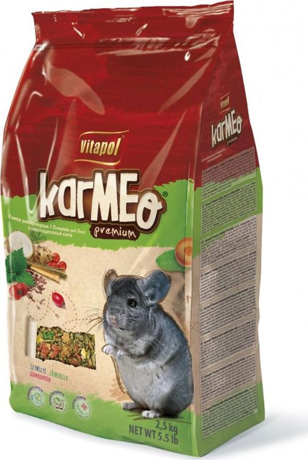 Vitapol Karmeo Premium Τροφή για Τσιντσιλά, Πλήρες Μείγμα με Φυτικές Ίνες, 2.5kg