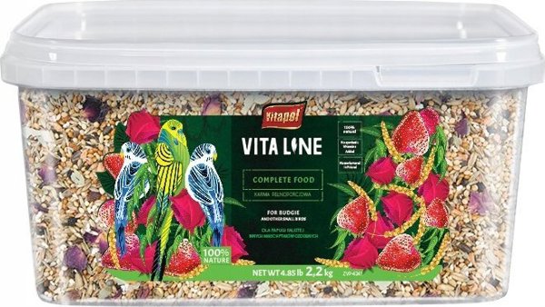 Vitapol Vitaline Πλήρης τροφή για παπαγάλους, παπαγάλους και άλλους μεγάλους παπαγάλους, κουβάς 1,9 κιλών 12314744 5904479042484
