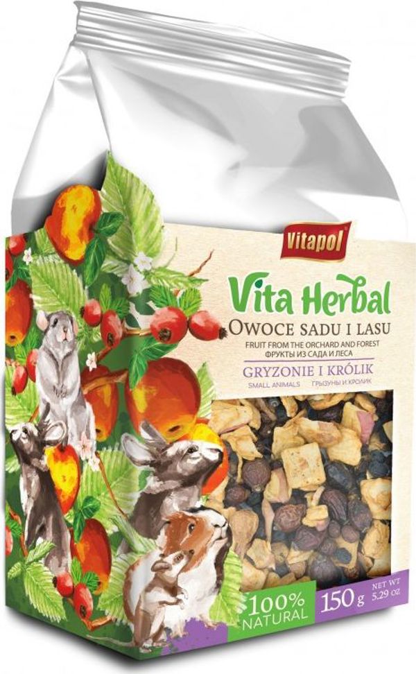 Vitapol Vita Herbal για τρωκτικά και κουνέλια, φρούτα από οπωρώνα και δάσος, 150 γρ. 8040450 5904479141507