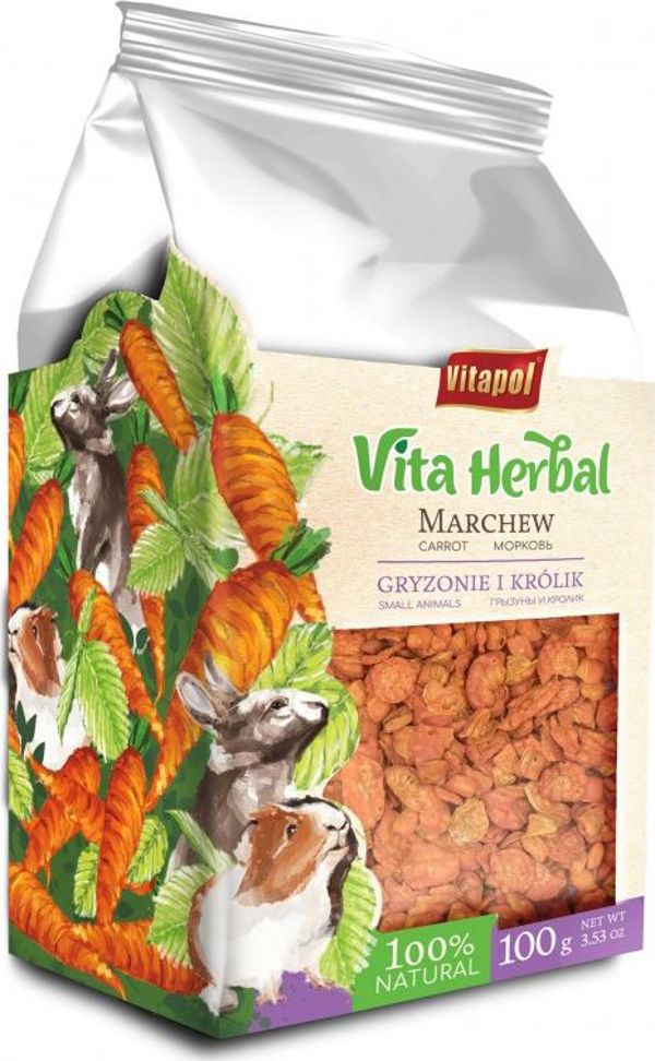 Vitapol Vita Herbal Αποξηραμένα Καρότα για Τρωκτικά και Κουνέλια, 100γρ