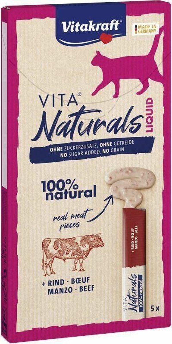 Vitakraft Naturals Υγρή Τροφή Γάτας με Βοδινό, Συμπληρωματική Σάλτσα, 6x15g (90g)