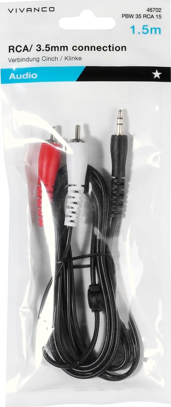 Καλώδιο Vivanco 3.5mm - 2xRCA 1.5m (46702)