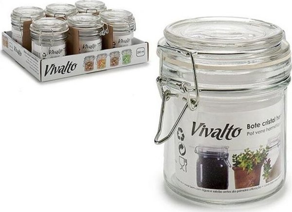 Vivalto Διαφανές γυάλινο βάζο Vivalto Ερμητικό (250 ml) Διαφανές Γυαλί Σιλικόνη Χρωμιωμένο