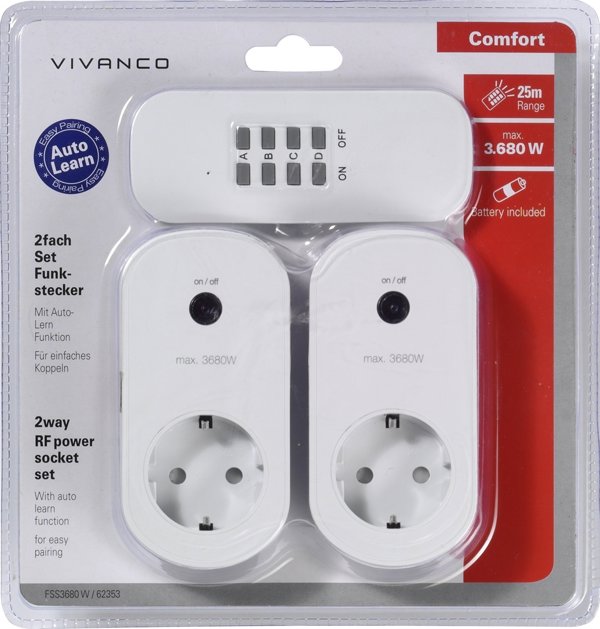 Σετ πρίζας Vivanco Vivanco RF 3680W 2 τεμ. (62353)