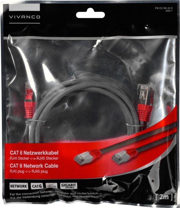 Vivanco Vivanco καλώδιο δικτύου CAT 6 2m, κόκκινο(45911)
