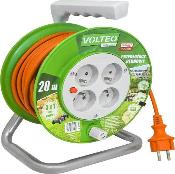 Volteo Καλώδιο Προέκτασης Κήπου σε Τύμπανο 30m, H05VV-F 3x1.5mm με 4 Γειωμένες Πρίζες