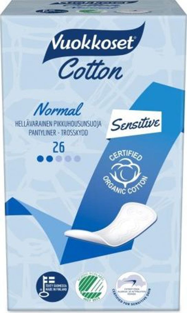 Vuokkoset Cotton Οργανικά Υποθέματα Υγιεινής, 100% Βαμβάκι, Άοσμα, 26 Τεμάχια