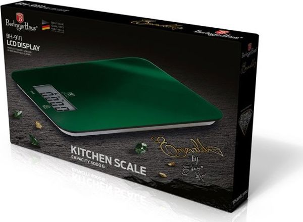 Berlinger Haus BH-9111 Ψηφιακή Ζυγαριά Κουζίνας 5kg, Tempered Glass, Emerald Metallic