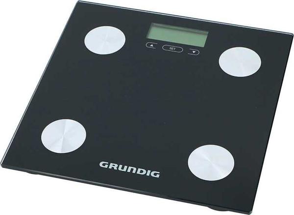 Grundig Ηλεκτρονική Ζυγαριά Μπάνιου με Λιπομετρητή, Ανάλυση Σωματικού Βάρους, ΔΜΣ & Μνήμη 12 Χρηστών, Έως 180kg, Μαύρη